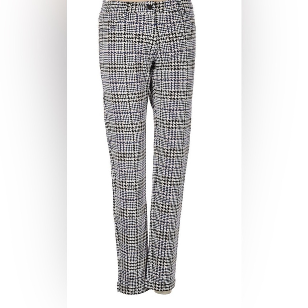 J McLaughlin Becca Black Blue & Tan Slim Pants Size 6